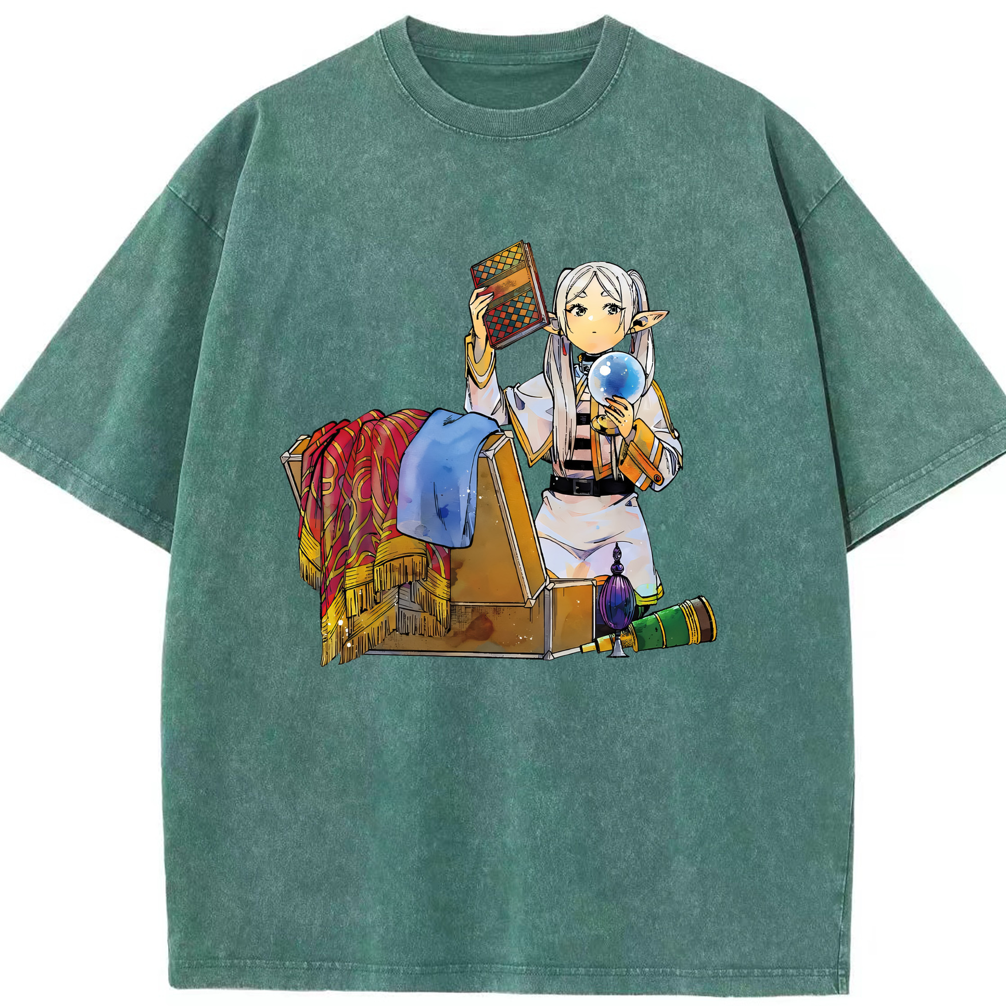 （画像用） 葬送のフリーレン Frieren 綿100% ヴィンテージ風 半袖Tシャツ（フロントプリント）
